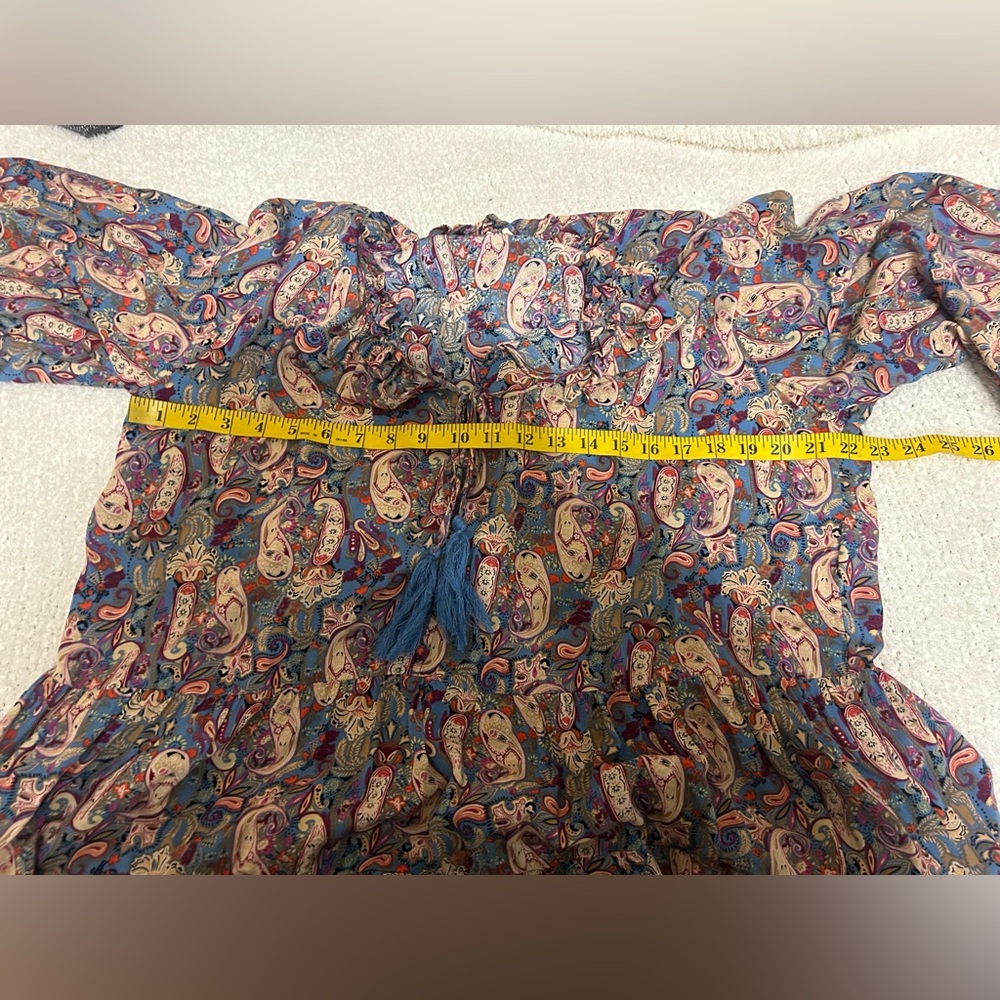 Easel Bohemian Mini Dress Size L Babydoll Style Paisley Western Festival Concert - Picture 5 of 9